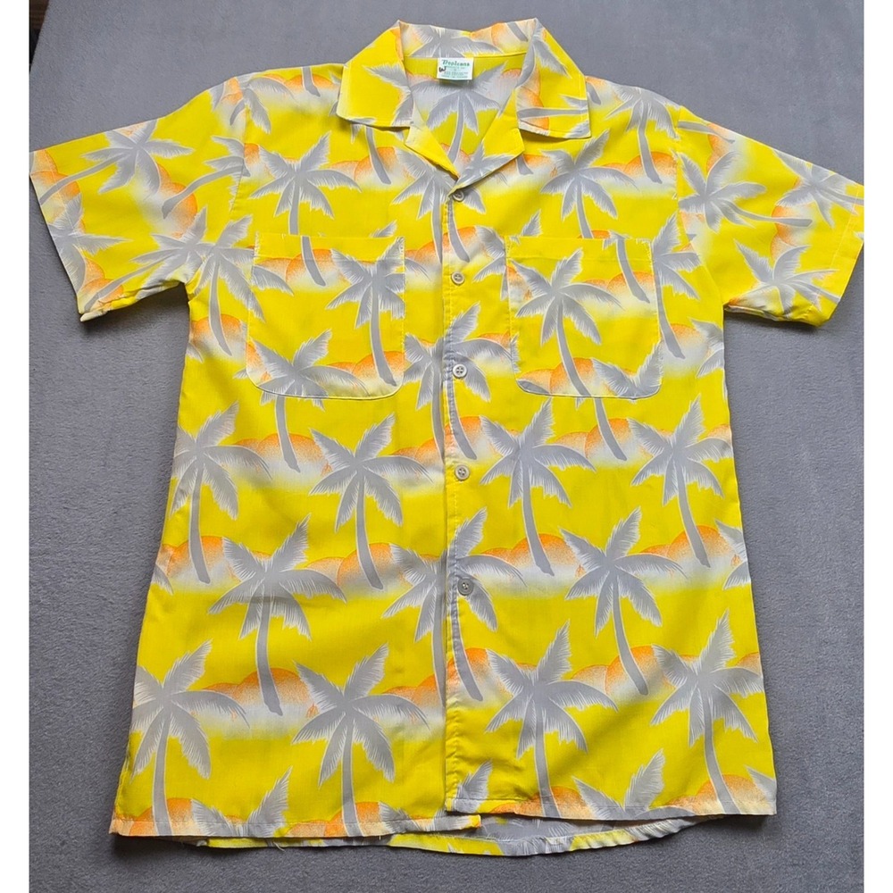 Vintage Tropicana‎ Men's SMALL Hawaiian Tropical Shirt Button Down Yellow 90's - Picture 3 of 9